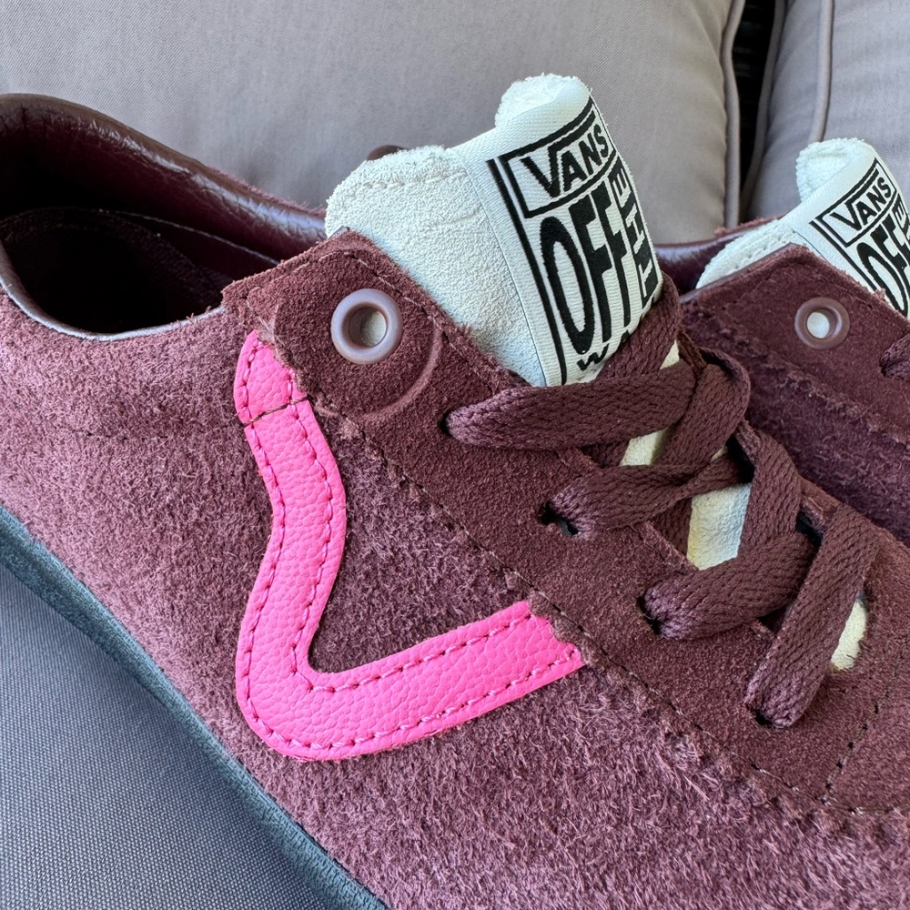 NWOT Vans Pink and Burgundy Suede Sneakers - Picture 3 of 8